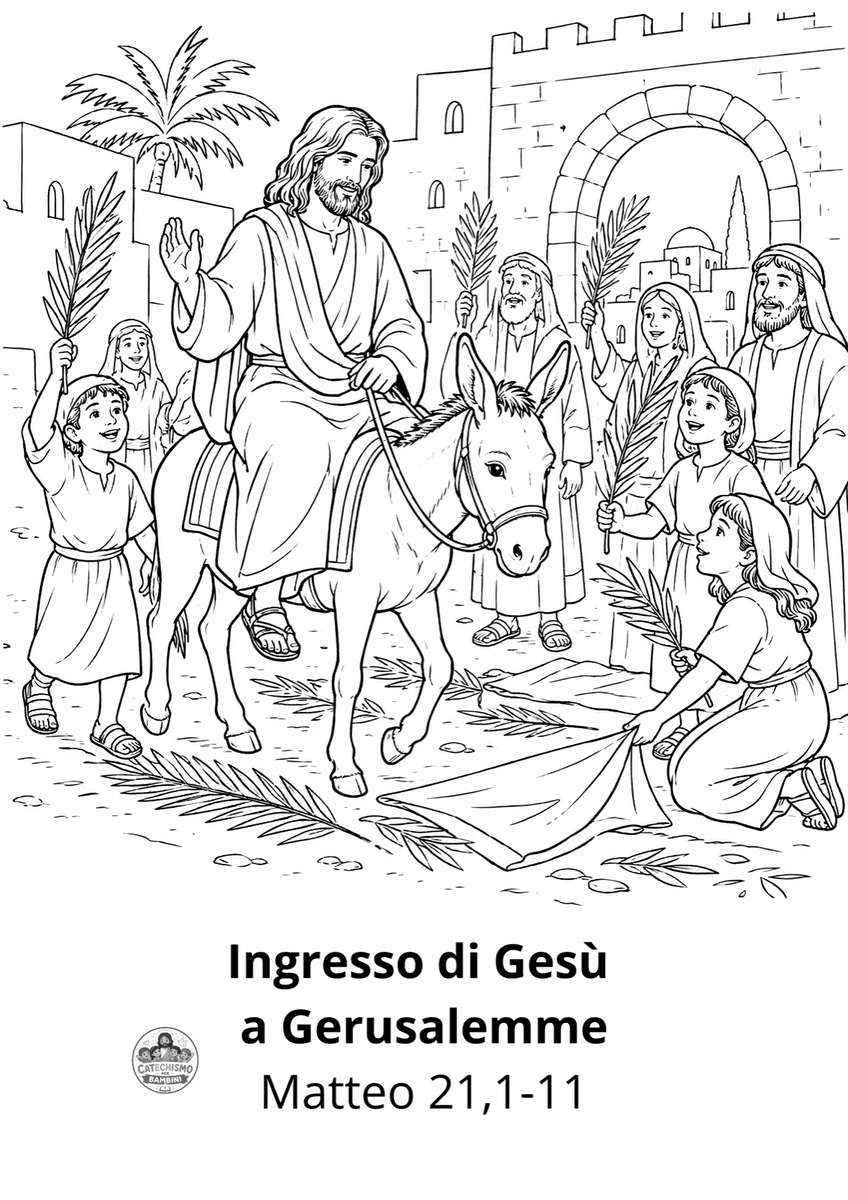 Disegno da colorare: Ingresso di Gesù a Gerusalemme