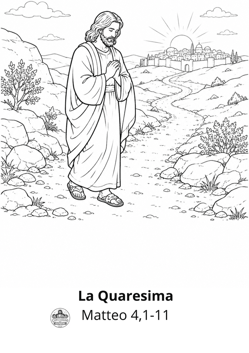 Disegno da colorare: La Quaresima: Gesù nel deserto