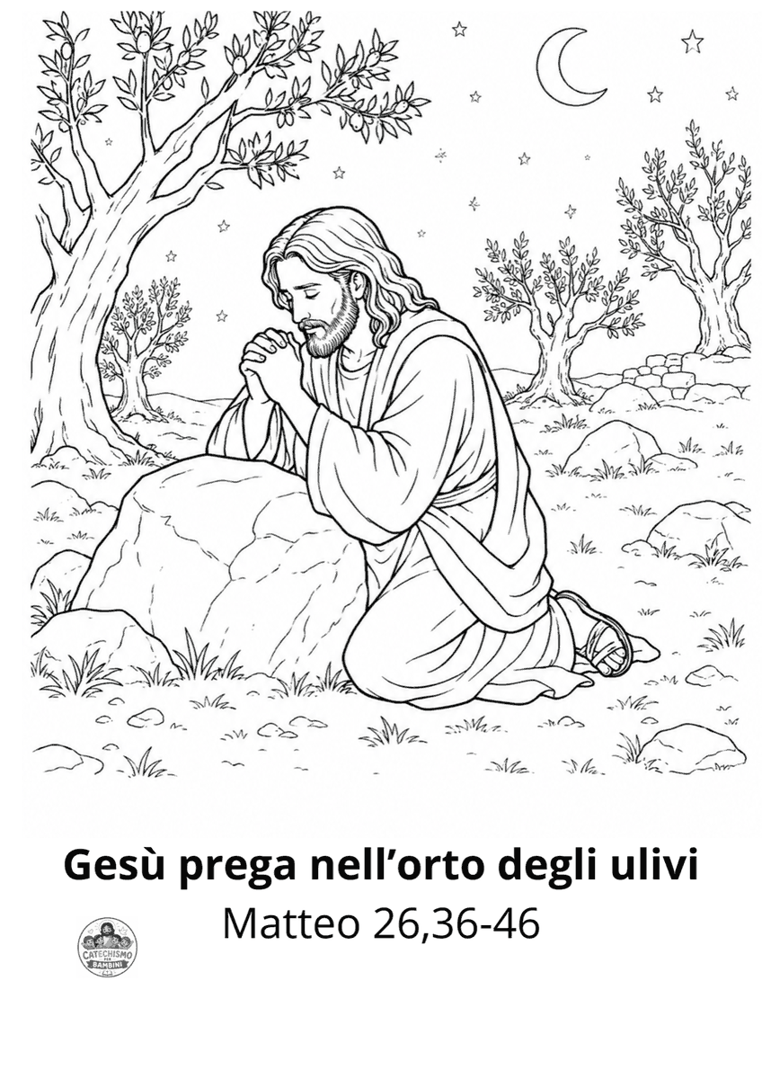 Disegno da colorare: Gesù prega nell'orto degli ulivi