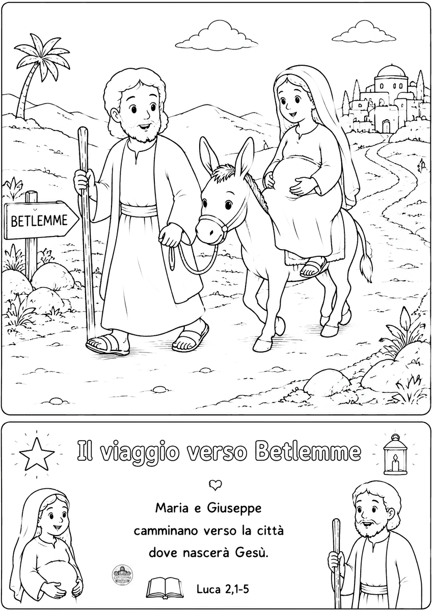Disegno da colorare: Il viaggio verso Betlemme