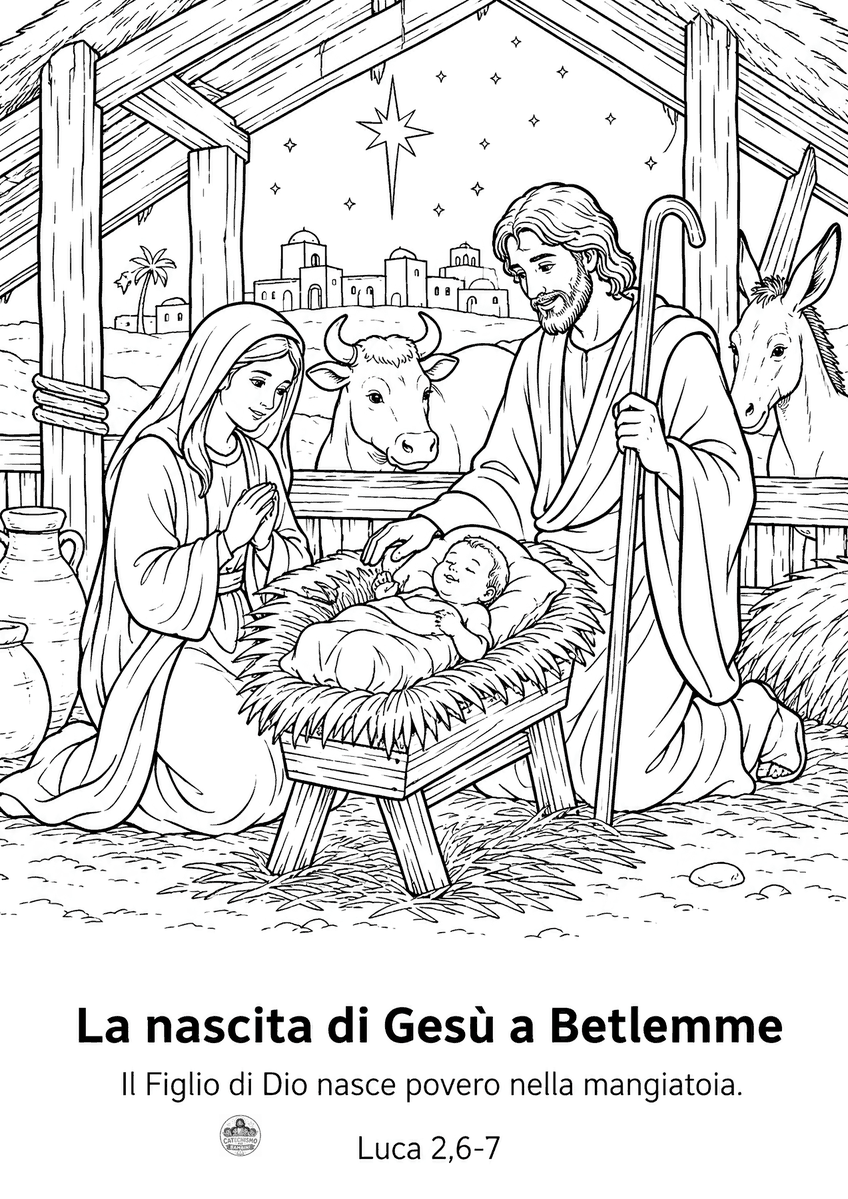 Disegno da colorare: La nascita di Gesù a Betlemme