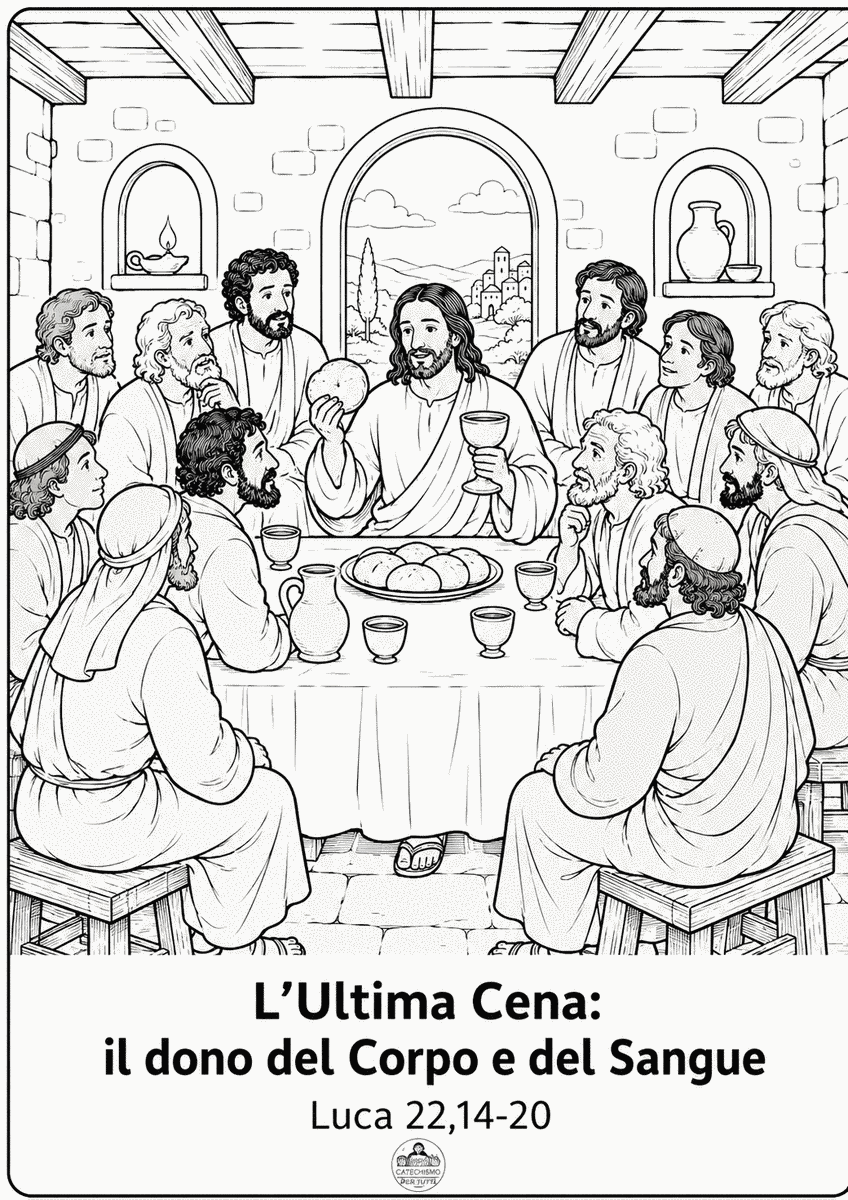 Disegno da colorare: L'Ultima Cena: il dono del Corpo e del Sangue