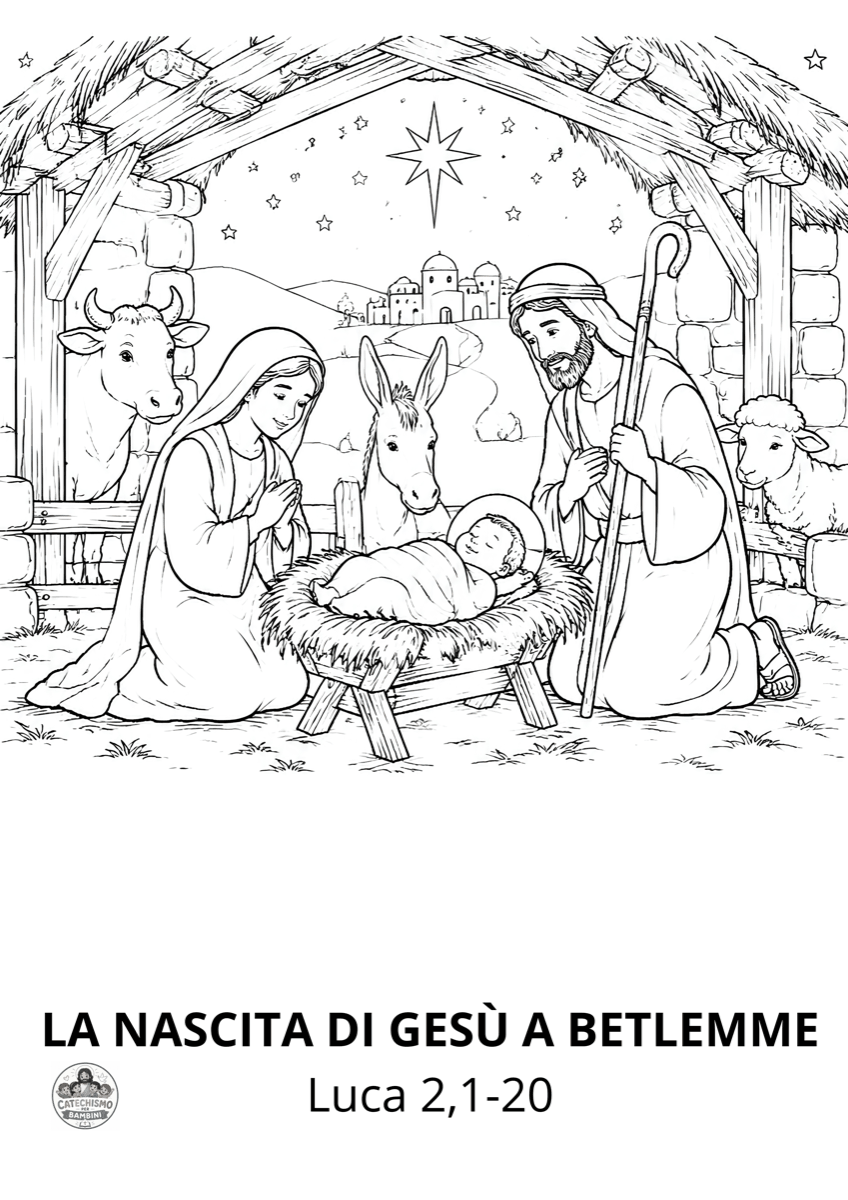 Disegno da colorare: La nascita di Gesù a Betlemme