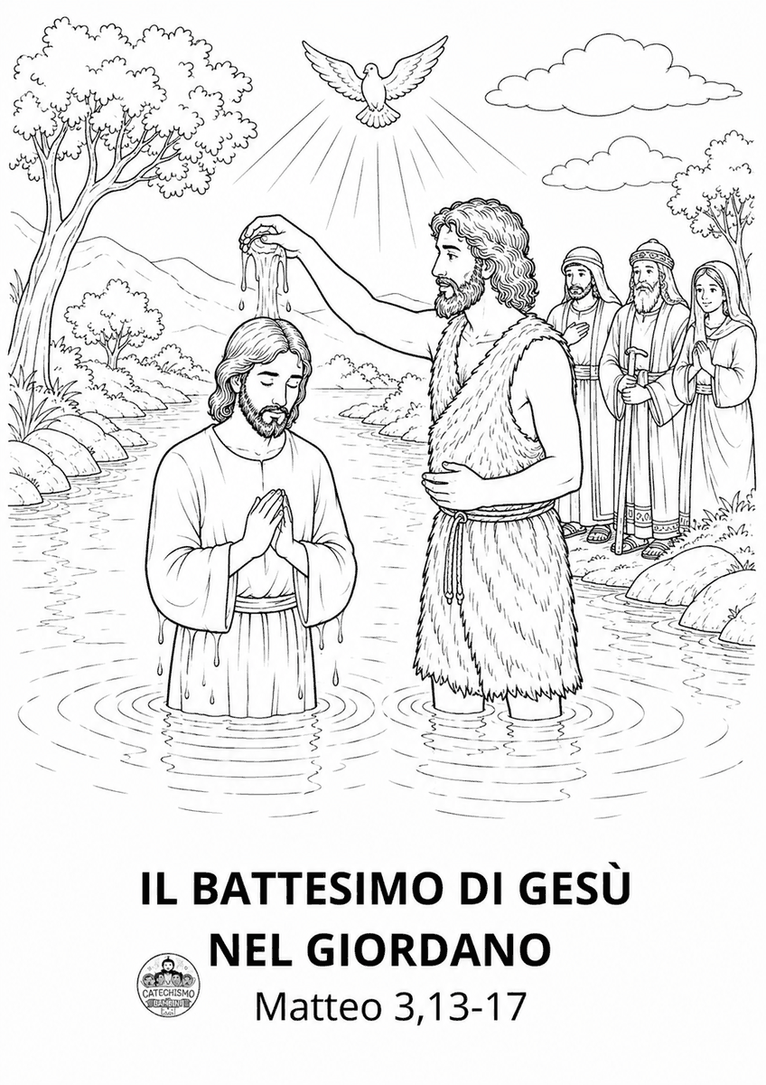 Disegno da colorare: Il battesimo di Gesù nel Giordano