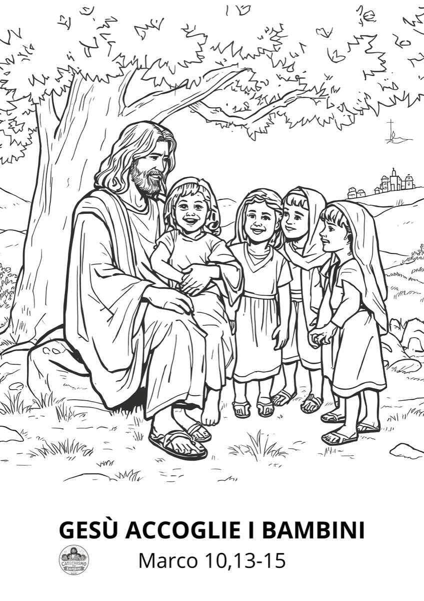 Disegno da colorare: Gesù accoglie i bambini