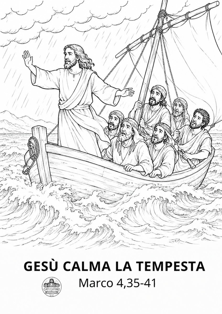 Disegno da colorare: Gesù calma la tempesta