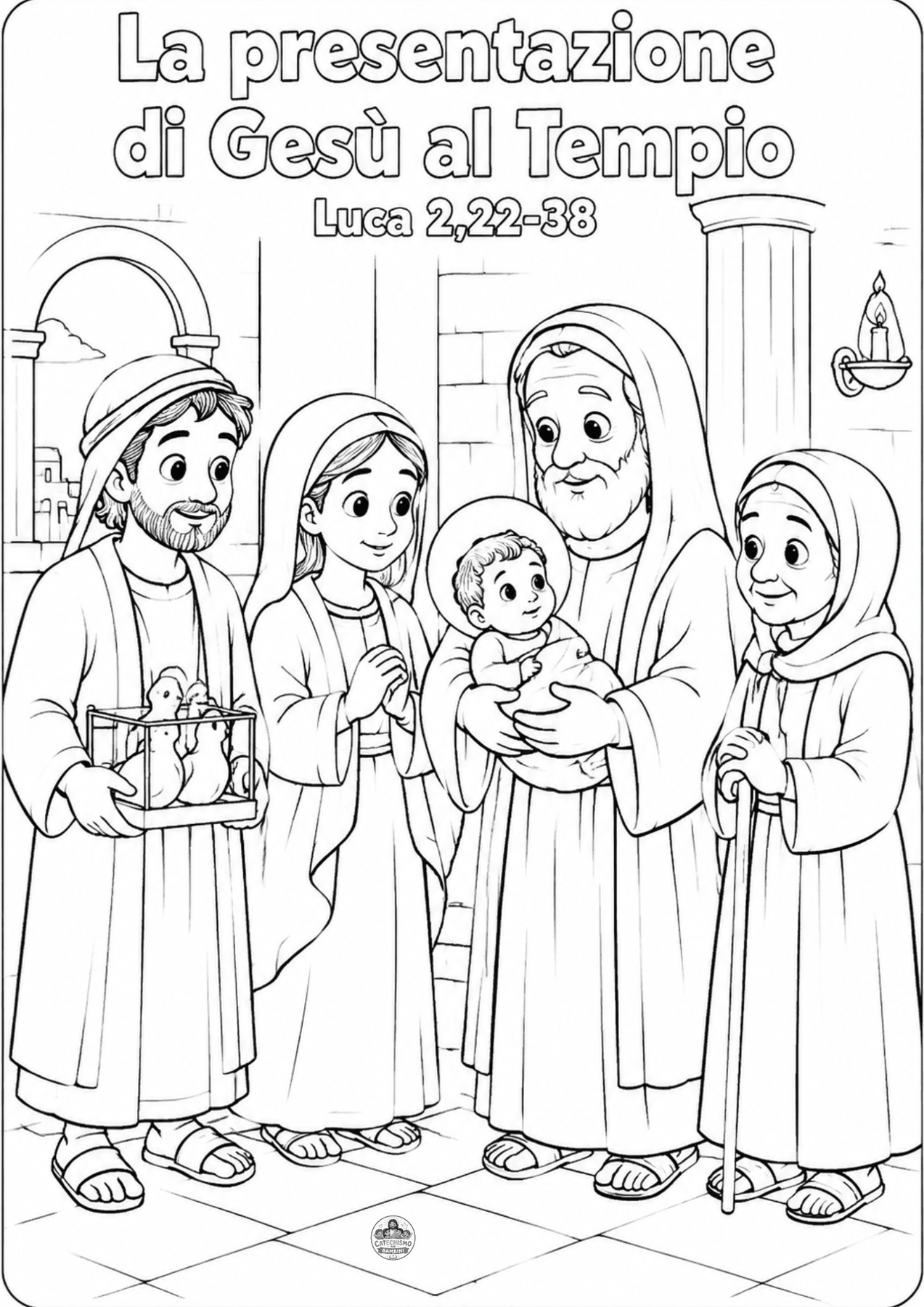 Disegno da colorare: La presentazione di Gesù al Tempio