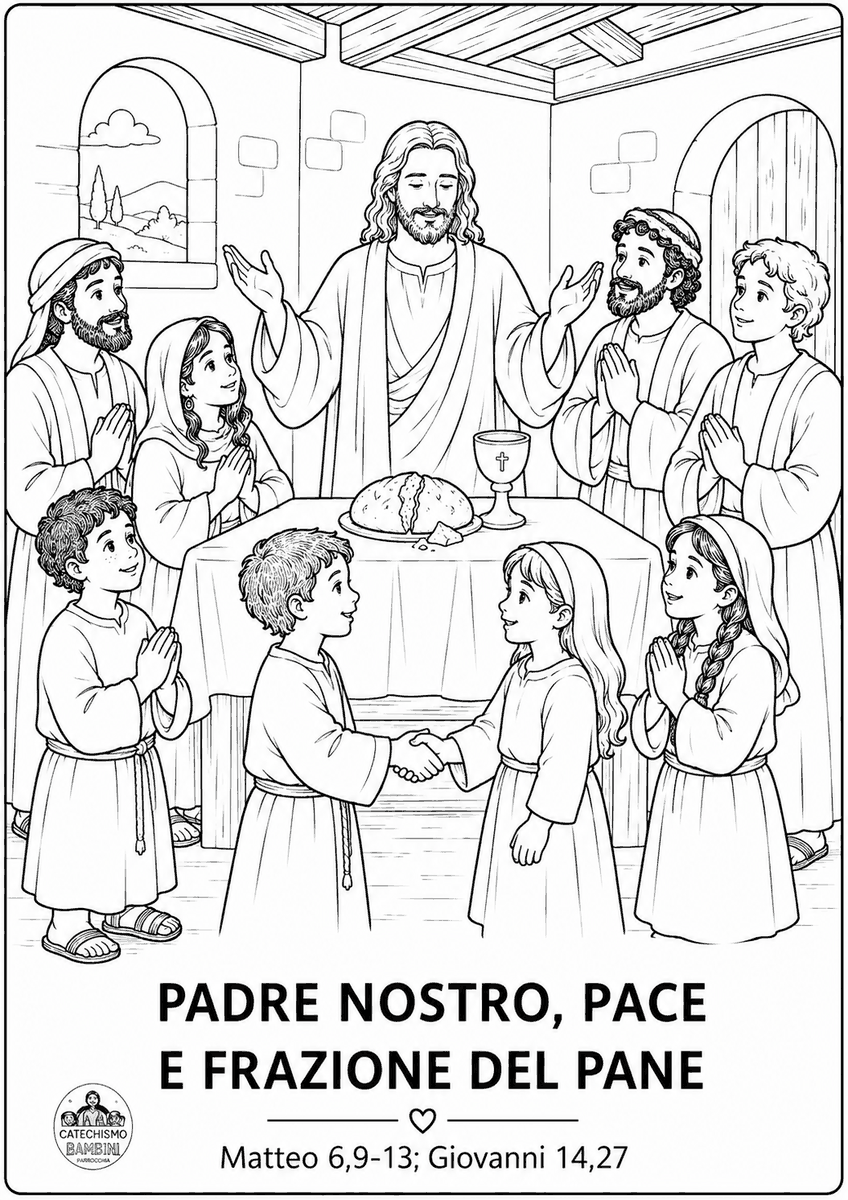Disegno da colorare: Padre nostro, pace e frazione del pane