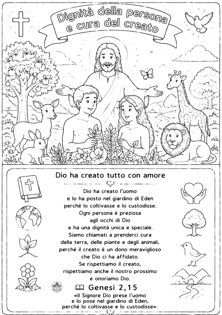 Disegno da colorare: Dignità della persona e cura del creato
