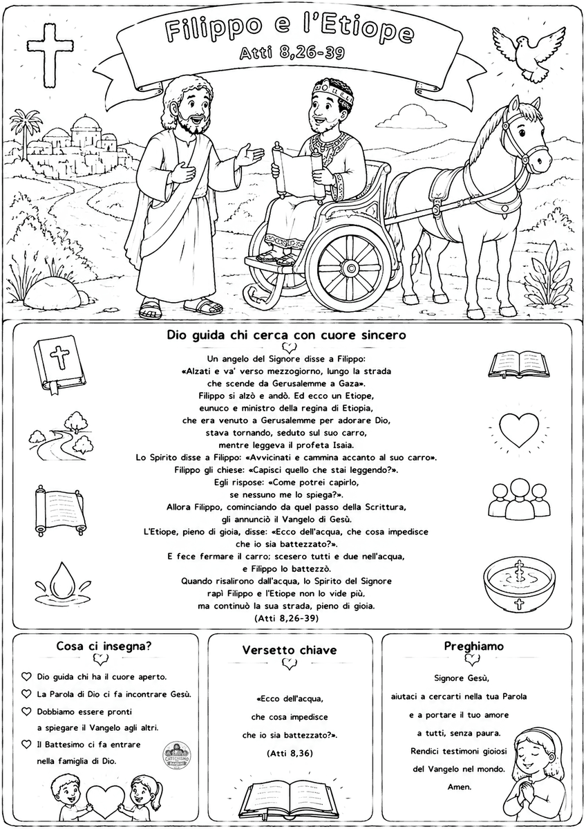 Disegno da colorare: Filippo e l'Etiope