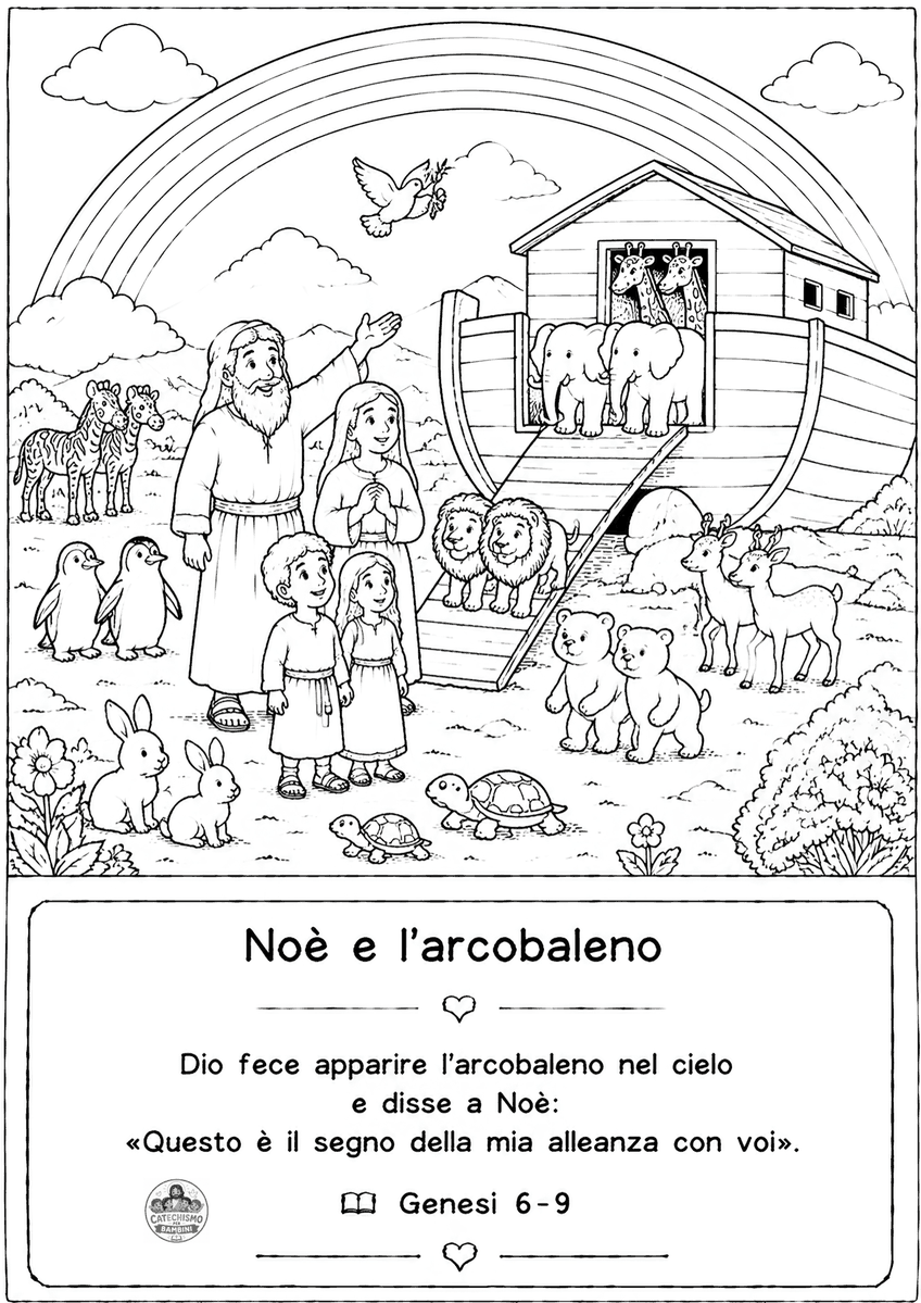 Disegno da colorare: Noè e l'arcobaleno