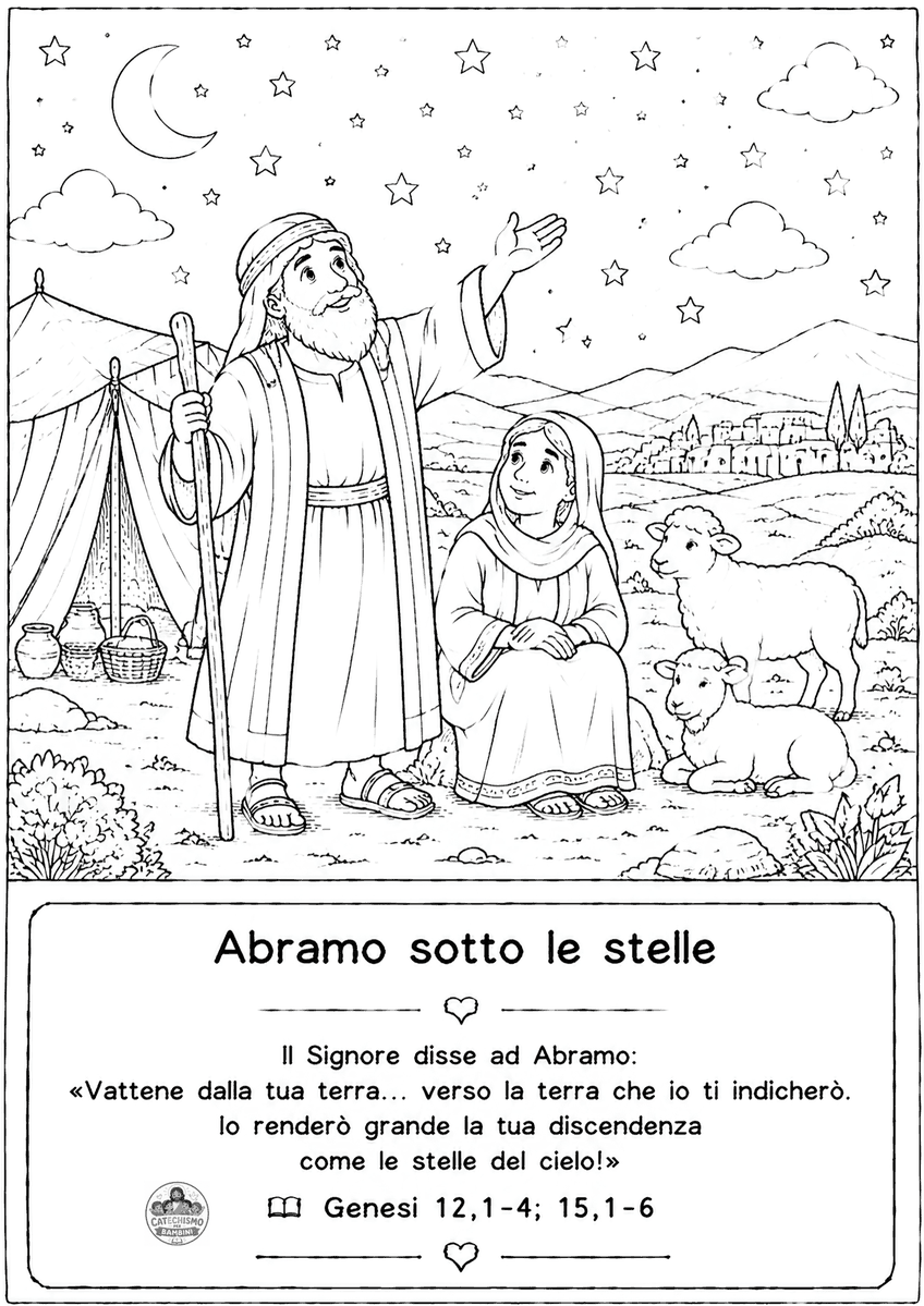 Disegno da colorare: Abramo sotto le stelle