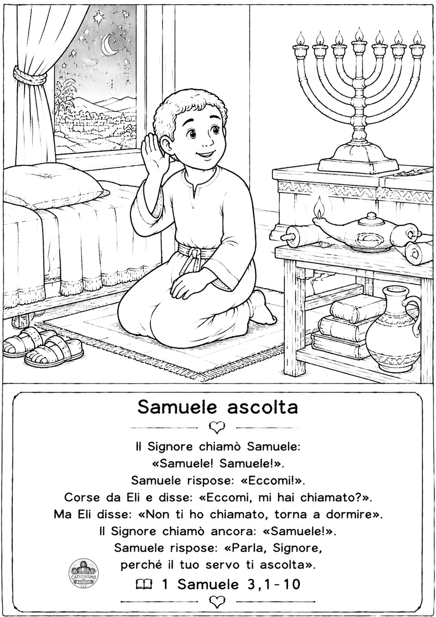 Disegno da colorare: Samuele ascolta
