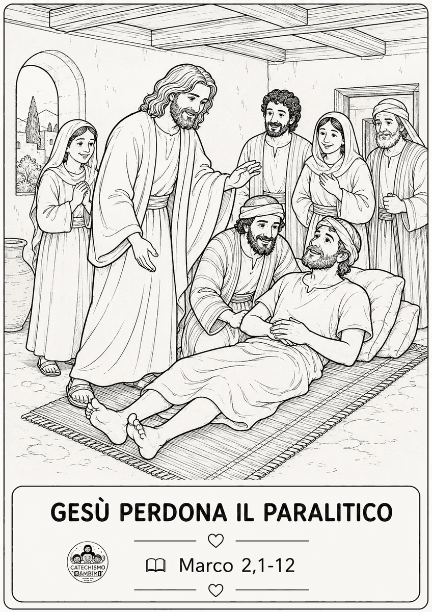 Disegno da colorare: Gesù perdona il paralitico