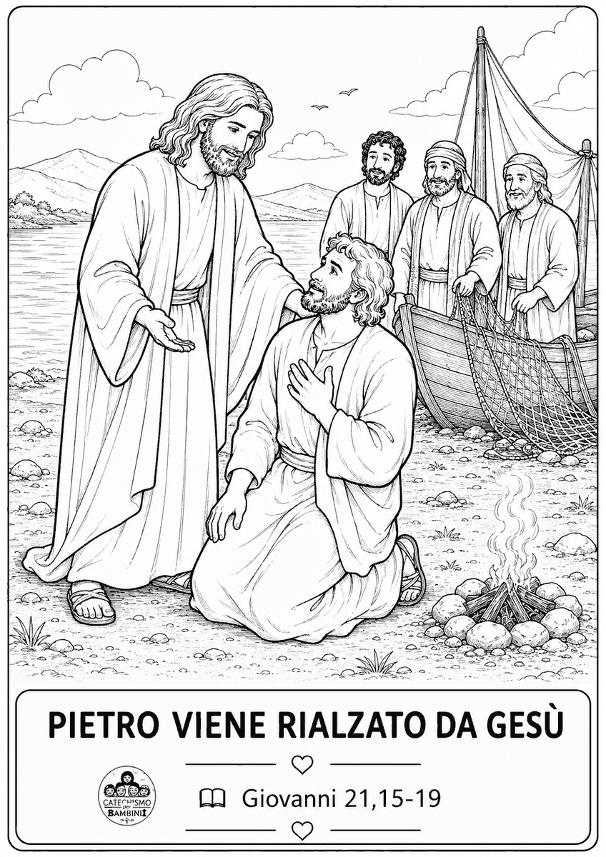 Disegno da colorare: Pietro viene rialzato da Gesù